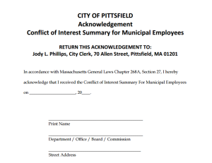 A 10 page summary of conflicts of interests that municipal employees could encounter